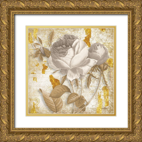 Golden Floral 2 Gold Ornate Wood Framed Art Print with Double Matting by Stimson, Diane