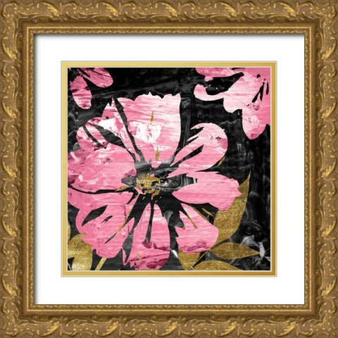 Black Rose 2 Gold Ornate Wood Framed Art Print with Double Matting by Stimson, Diane