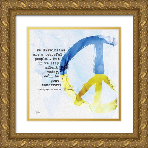 Stand With Ukraine 2 Gold Ornate Wood Framed Art Print with Double Matting by Stimson, Diane