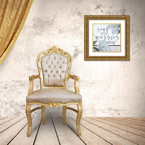 Powder Soak Worries Gold Ornate Wood Framed Art Print with Double Matting by Stimson, Diane