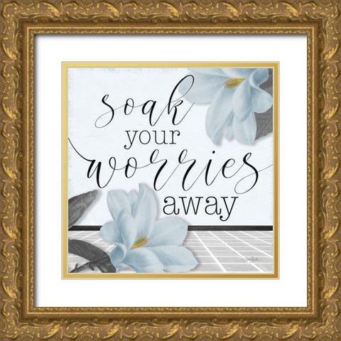 Powder Soak Worries Gold Ornate Wood Framed Art Print with Double Matting by Stimson, Diane