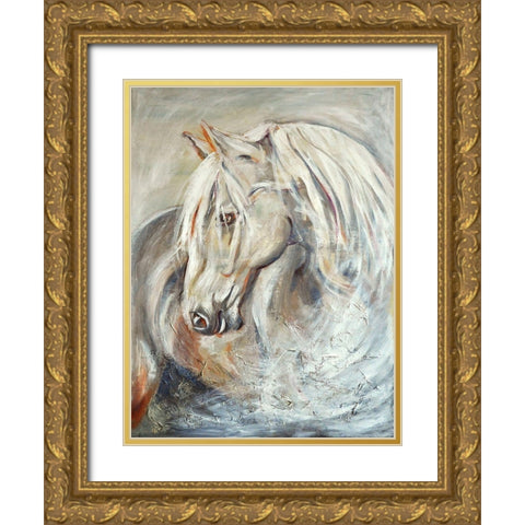 Horse Gold Ornate Wood Framed Art Print with Double Matting by Debs, Emma Catherine