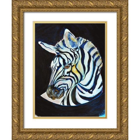 Zebra Gold Ornate Wood Framed Art Print with Double Matting by Debs, Emma Catherine