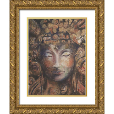 Buddha Neutral Gold Ornate Wood Framed Art Print with Double Matting by Debs, Emma Catherine