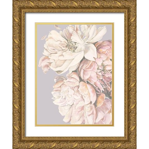 Soft Peonies Gold Ornate Wood Framed Art Print with Double Matting by Debs, Emma Catherine