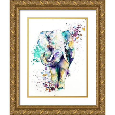 Elephant Gold Ornate Wood Framed Art Print with Double Matting by Debs, Emma Catherine