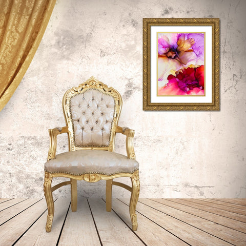 Vibrant Pink Flowers Gold Ornate Wood Framed Art Print with Double Matting by Debs, Emma Catherine
