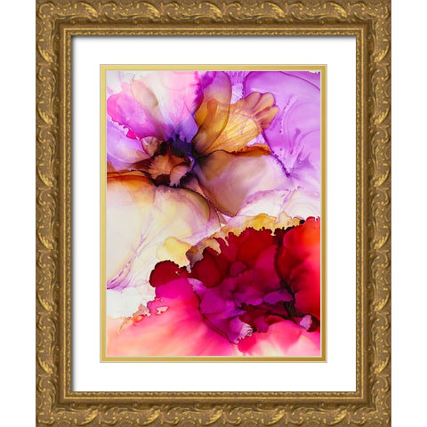 Vibrant Pink Flowers Gold Ornate Wood Framed Art Print with Double Matting by Debs, Emma Catherine