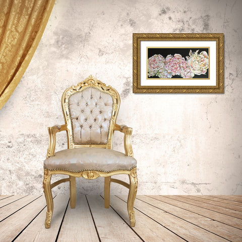 Line of peonies Gold Ornate Wood Framed Art Print with Double Matting by Debs, Emma Catherine