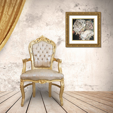 Beige Roses Gold Ornate Wood Framed Art Print with Double Matting by Debs, Emma Catherine