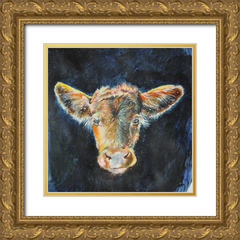 Heifer Gold Ornate Wood Framed Art Print with Double Matting by Debs, Emma Catherine