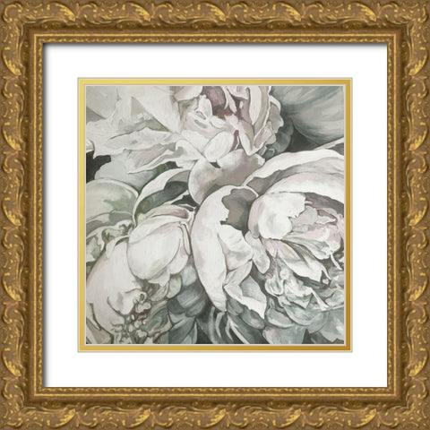 Unsaturated Peonies 1 Gold Ornate Wood Framed Art Print with Double Matting by Debs, Emma Catherine