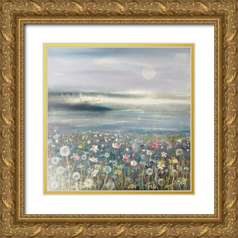 Flowers And Sea 2 Gold Ornate Wood Framed Art Print with Double Matting by Debs, Emma Catherine