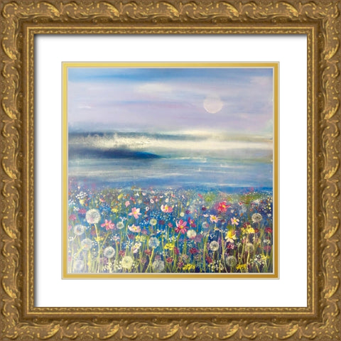 Flowers And Sea 1 Gold Ornate Wood Framed Art Print with Double Matting by Debs, Emma Catherine