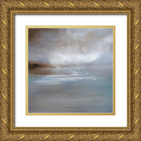 Blue Seascape Gold Ornate Wood Framed Art Print with Double Matting by Debs, Emma Catherine