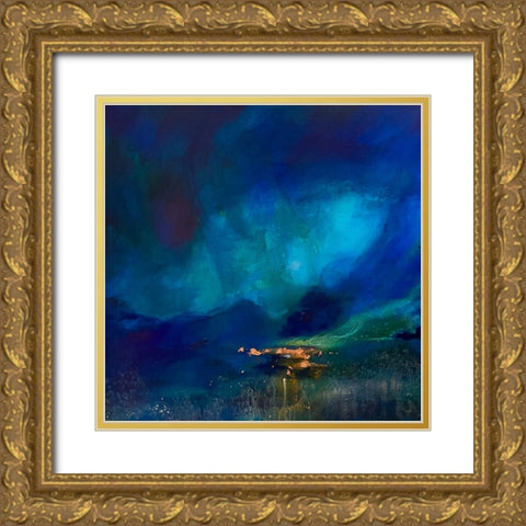 Deep Green Seascape Gold Ornate Wood Framed Art Print with Double Matting by Debs, Emma Catherine