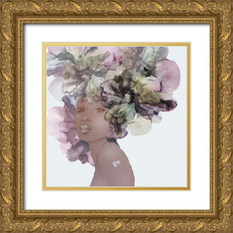 Flower Girl With Heart 1 Gold Ornate Wood Framed Art Print with Double Matting by Debs, Emma Catherine