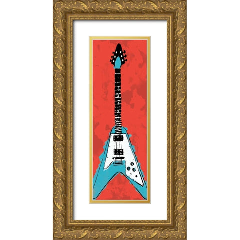 Electric Guitar A3 Gold Ornate Wood Framed Art Print with Double Matting by Rodriquez Jr, Enrique