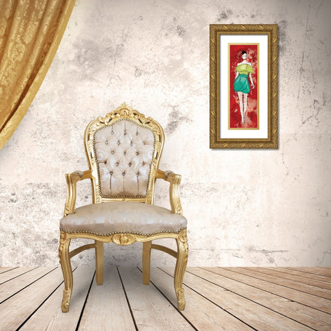 Runway Fashion Gold Ornate Wood Framed Art Print with Double Matting by Rodriquez Jr, Enrique