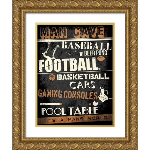 Mans World Gold Ornate Wood Framed Art Print with Double Matting by Rodriquez Jr, Enrique