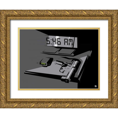 Warning Gold Ornate Wood Framed Art Print with Double Matting by Rodriquez Jr, Enrique