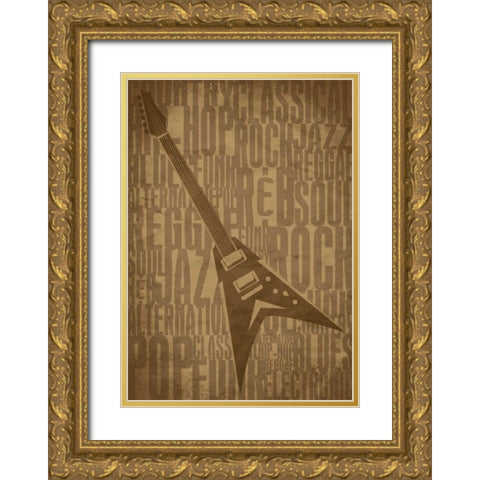 Guitars Type D Gold Ornate Wood Framed Art Print with Double Matting by Rodriquez Jr, Enrique