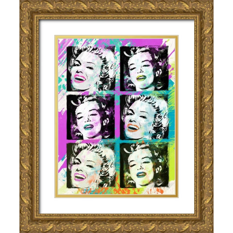 Monroe Painted F Gold Ornate Wood Framed Art Print with Double Matting by Rodriquez Jr, Enrique