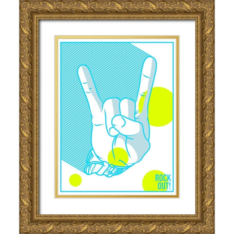 Rock Out Gold Ornate Wood Framed Art Print with Double Matting by Rodriquez Jr, Enrique