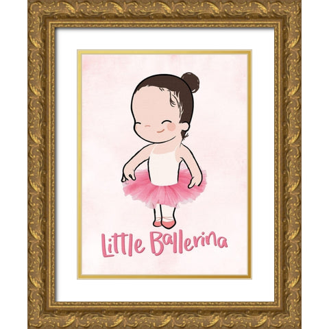 Little Ballerina Gold Ornate Wood Framed Art Print with Double Matting by Rodriquez Jr, Enrique