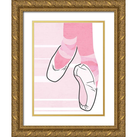 Dancing Slippers Gold Ornate Wood Framed Art Print with Double Matting by Rodriquez Jr, Enrique