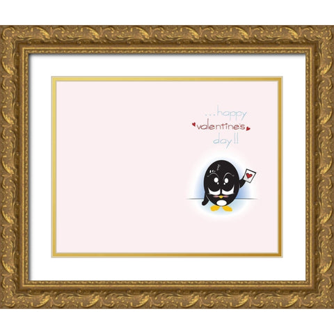 Happy Valentines Day Gold Ornate Wood Framed Art Print with Double Matting by Rodriquez Jr, Enrique