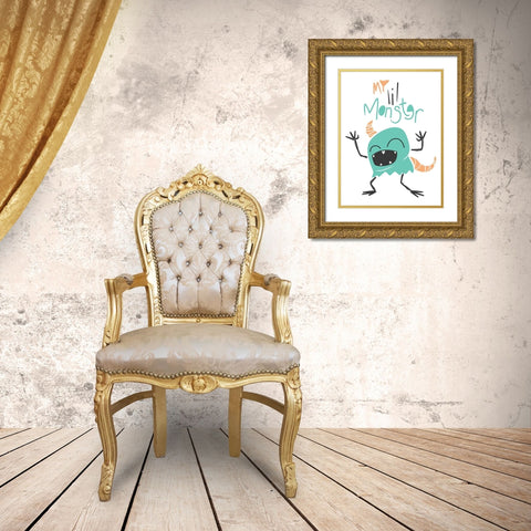 My Lil Monster Gold Ornate Wood Framed Art Print with Double Matting by Rodriquez Jr, Enrique
