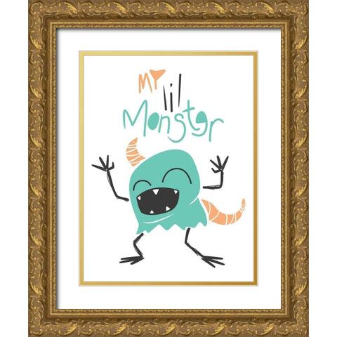 My Lil Monster Gold Ornate Wood Framed Art Print with Double Matting by Rodriquez Jr, Enrique