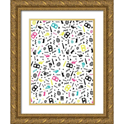 Nineties Party Gold Ornate Wood Framed Art Print with Double Matting by Rodriquez Jr, Enrique