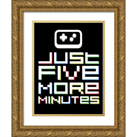 Just Five More Minutes Colors Gold Ornate Wood Framed Art Print with Double Matting by Rodriquez Jr, Enrique