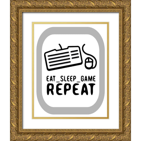 Eat Sleep Game Repeat 2 Gold Ornate Wood Framed Art Print with Double Matting by Rodriquez Jr, Enrique