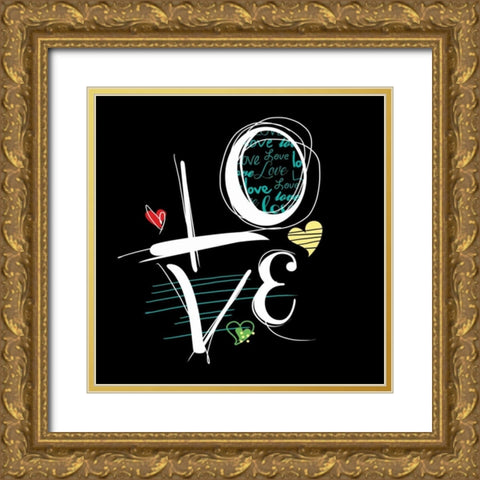 Love Hope B Gold Ornate Wood Framed Art Print with Double Matting by Rodriquez Jr, Enrique