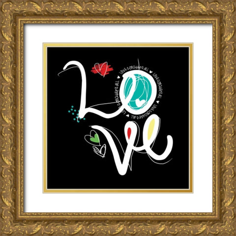 Love Hope B Gold Ornate Wood Framed Art Print with Double Matting by Rodriquez Jr, Enrique