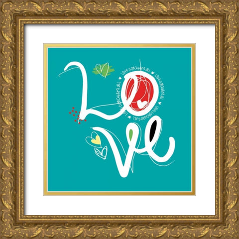 Love Gold Ornate Wood Framed Art Print with Double Matting by Rodriquez Jr, Enrique