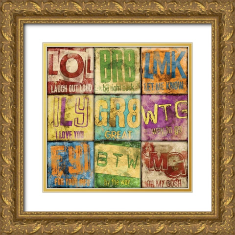 Text 9Patch Gold Ornate Wood Framed Art Print with Double Matting by Rodriquez Jr, Enrique