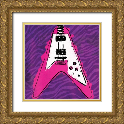 Girly Guitar Zoom Gold Ornate Wood Framed Art Print with Double Matting by Rodriquez Jr, Enrique