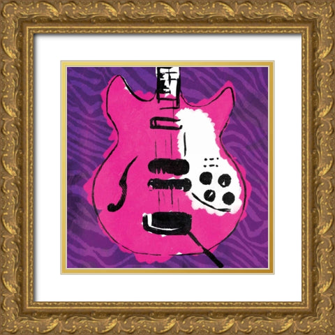 Girly Guitar Zoom Mate Gold Ornate Wood Framed Art Print with Double Matting by Rodriquez Jr, Enrique