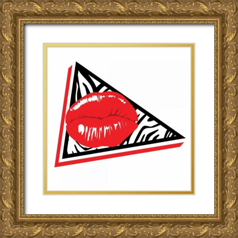 Abstract Lip Mate Gold Ornate Wood Framed Art Print with Double Matting by Rodriquez Jr, Enrique