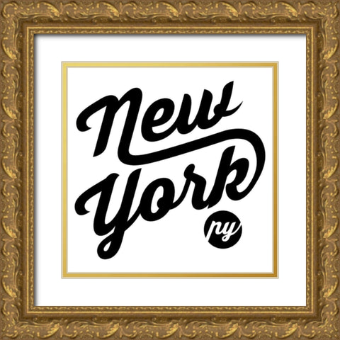 New York Ish Gold Ornate Wood Framed Art Print with Double Matting by Rodriquez Jr, Enrique