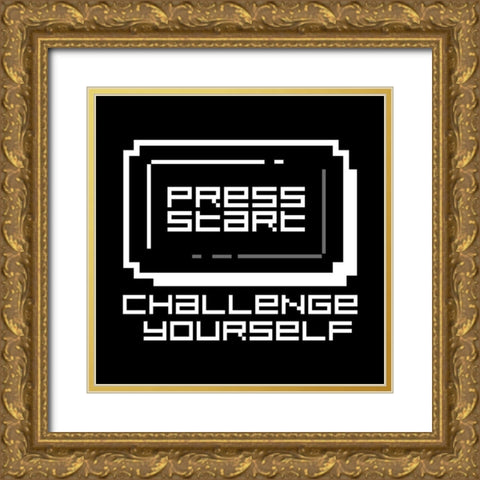 Challenge Yourself Black Gold Ornate Wood Framed Art Print with Double Matting by Rodriquez Jr, Enrique