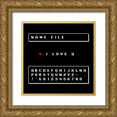 I Love U Gold Ornate Wood Framed Art Print with Double Matting by Rodriquez Jr, Enrique