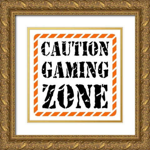 Caution Zone Gold Ornate Wood Framed Art Print with Double Matting by Rodriquez Jr, Enrique