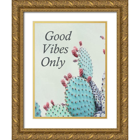 Good Vibes Only Gold Ornate Wood Framed Art Print with Double Matting by Urquhart, Elizabeth