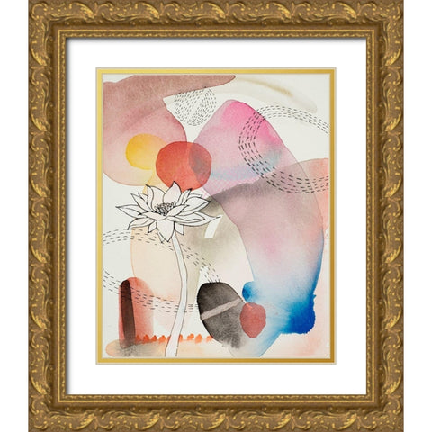 Sketched Flower with Color 2 Gold Ornate Wood Framed Art Print with Double Matting by Evans-Sills, Faith