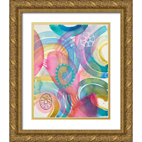 Joyful 1 Gold Ornate Wood Framed Art Print with Double Matting by Evans-Sills, Faith